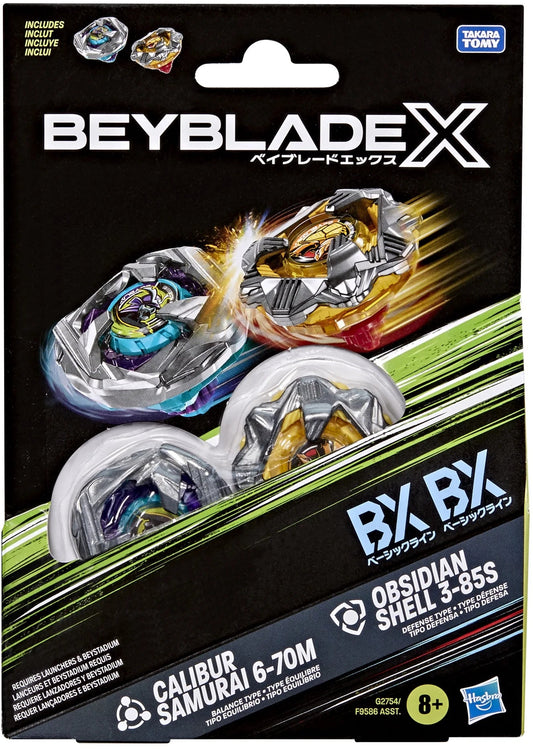 Beybalde X - Calibur Samurai BX and Obsidian Shell BX - Battle Tops - Dual Pack Set