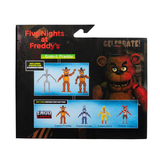 Jazwares - Five Nights at Freddy's - Endo-1 Classic Freddy and Withered Freddy Endoskeleton - 6-in Glow-in-the-Dark Action Figure Set