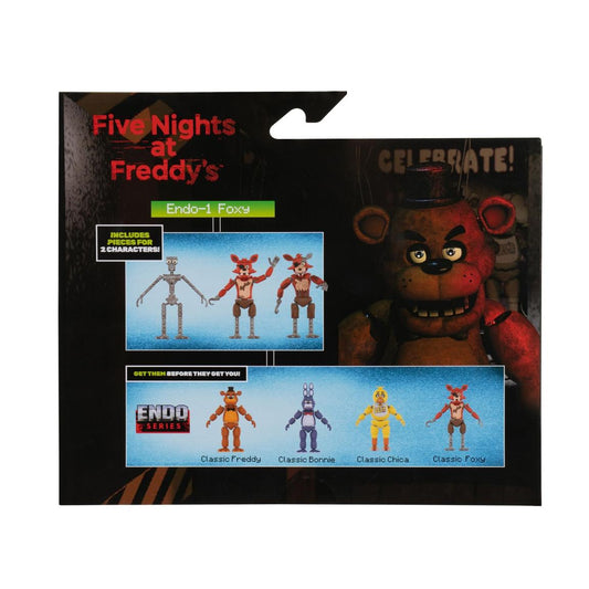 Jazwares - Five Nights at Freddy's - Endo-1 Classic Foxy and Withered Foxy Endoskeleton - 6-in Glow-in-the-Dark Action Figure Set