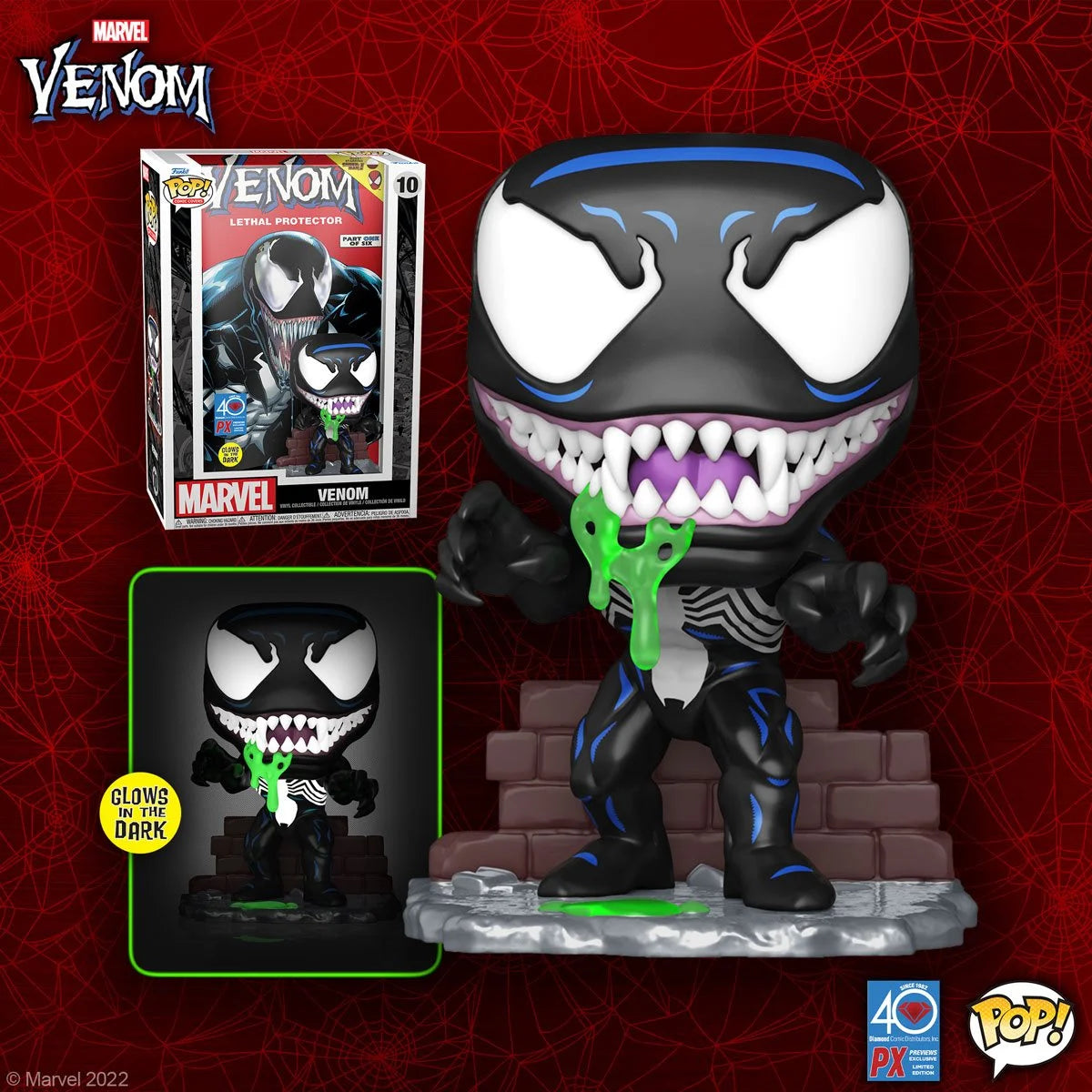 Marvel Venom Glow-in-the-Dark Pop! Lethal Protector Comic Cover Vinyl Figure - Previews Exclusive