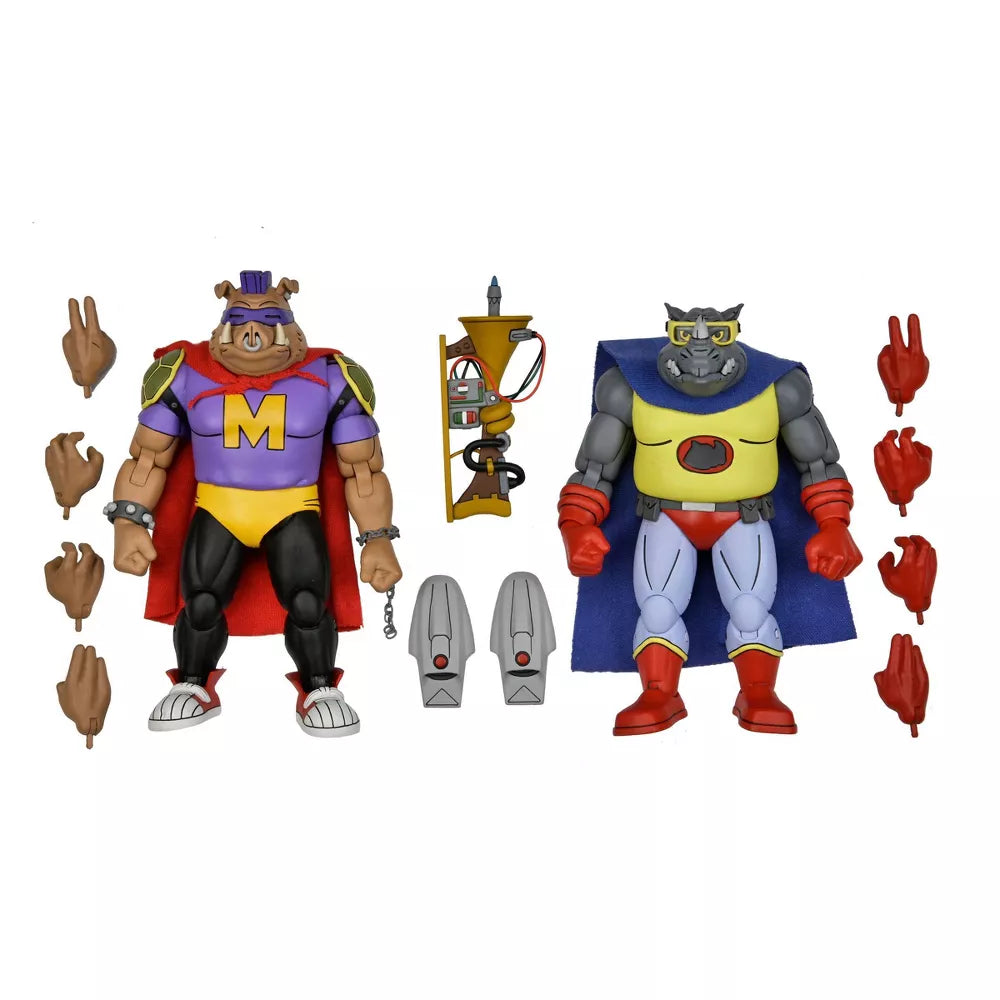 Teenage Mutant Ninja Turtles - Cartoon Mighty Hog & Rhino-Man 7" Action Figures 2pk