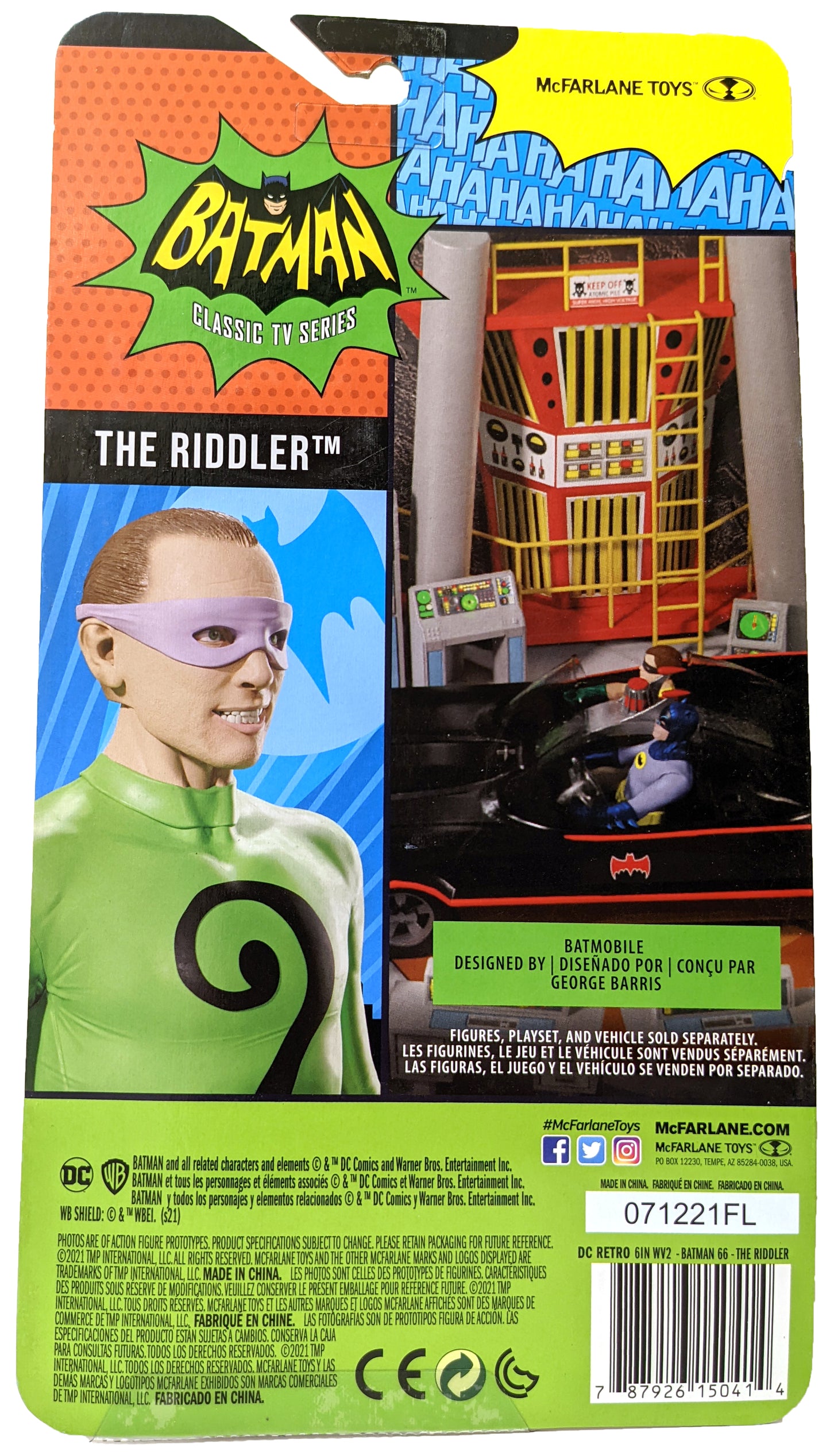 DC McFarlane - Chase Figure- Riddler Unmasked Retro Figure Classic TV Series 1966 6"