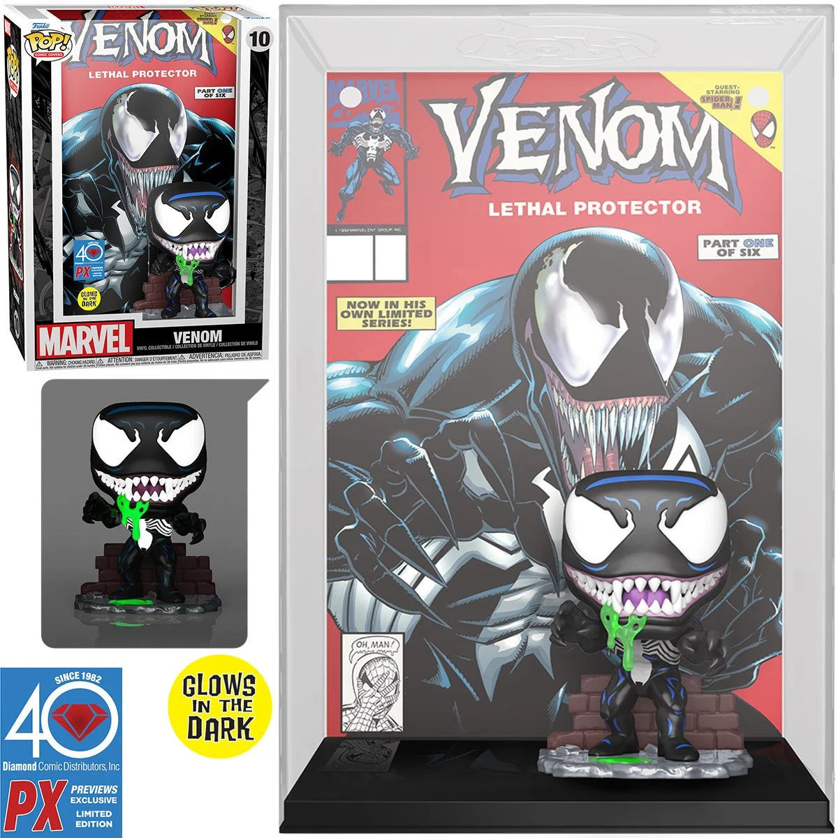 Marvel Venom Glow-in-the-Dark Pop! Lethal Protector Comic Cover Vinyl Figure - Previews Exclusive