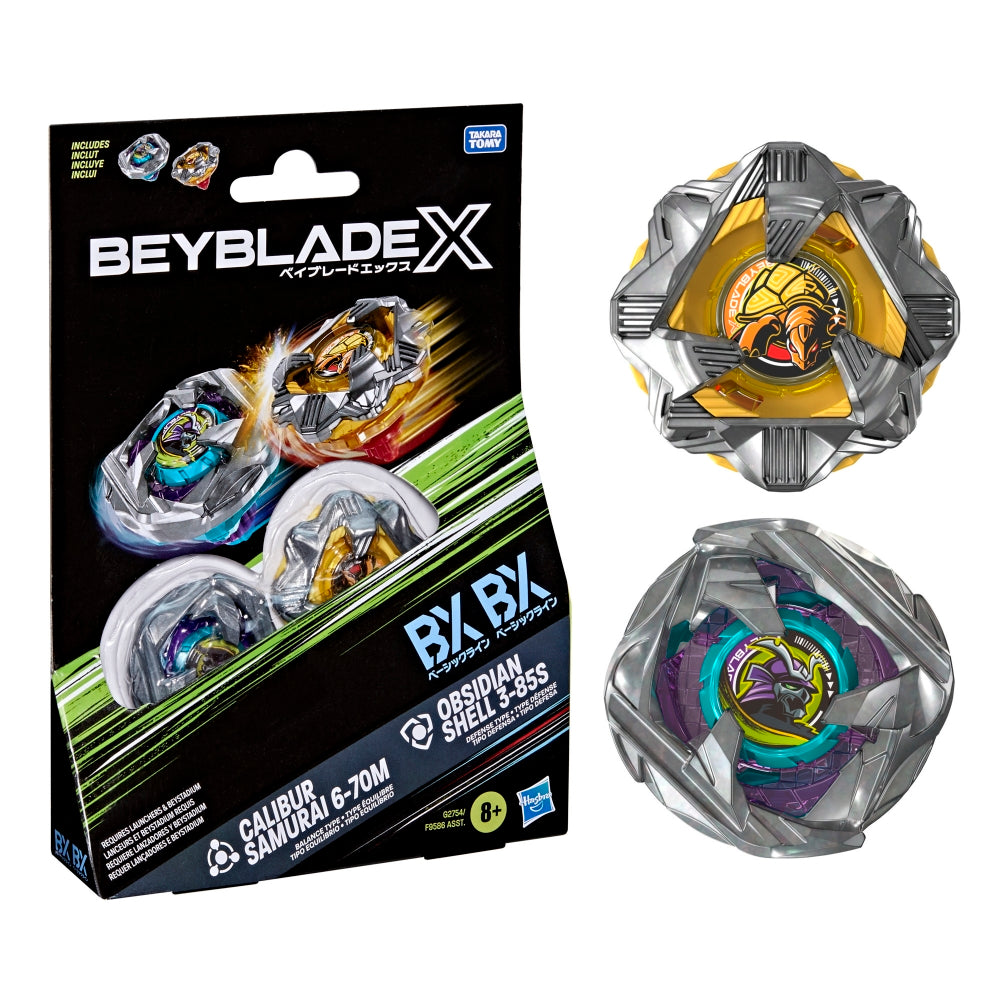 Beybalde X - Calibur Samurai BX and Obsidian Shell BX - Battle Tops - Dual Pack Set