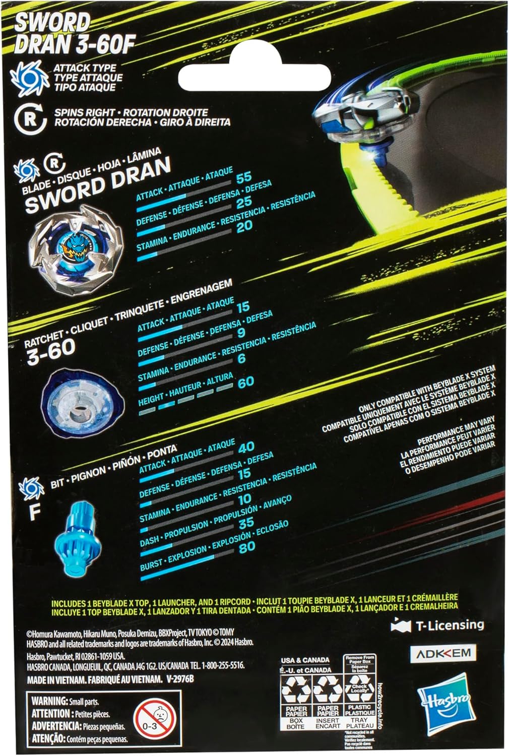 Beybalde X - Sword - Dran 3-60F - Starter Pack Set