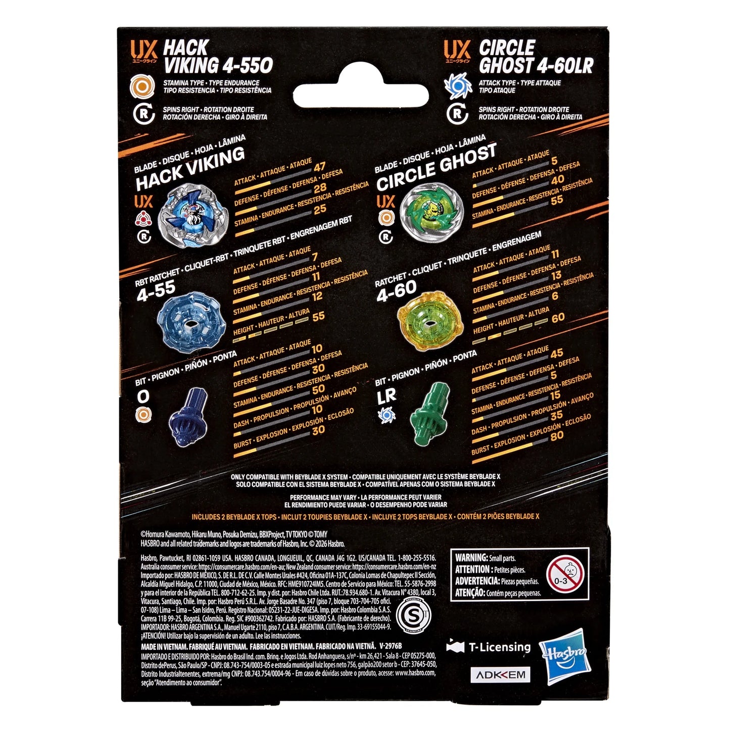 Beybalde X - Hack Viking UX and Circle Ghost UX - Battle Tops - Dual Pack Set