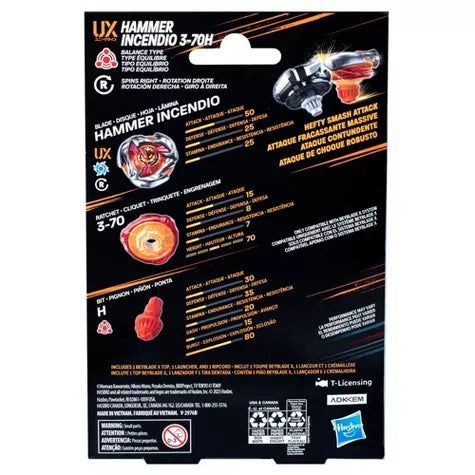 Beybalde X - Hammer Incendio 3-70H - Battle Tops - Dual Pack Set