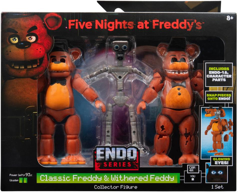 Jazwares -  Five Nights at Freddy's - Endo-1 Classic Freddy and Withered Freddy Endoskeleton -  6-in Glow-in-the-Dark Action Figure Set