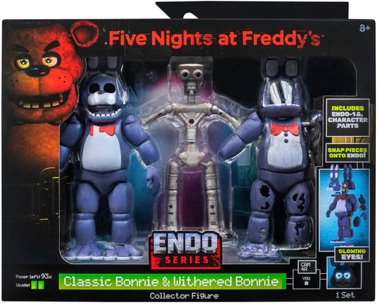 Jazwares - Five Nights at Freddy's - Endo-1 Classic Bonnie and Withered Bonnie Endoskeleton - 6-in Glow-in-the-Dark Action Figure Set