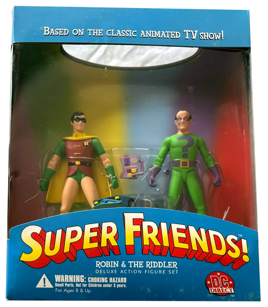 DC Direct - Super Friends -  Robin & The Riddler -  Deluxe 2003 Action Figure Set
