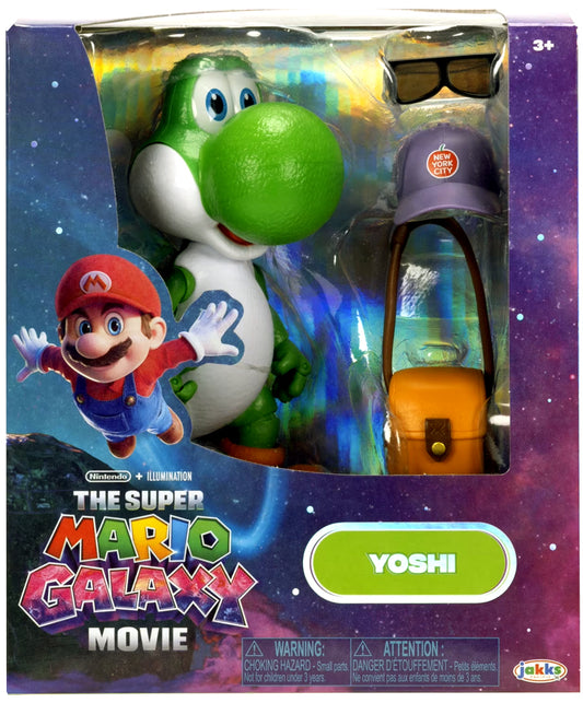 Jakks - The Super Mario Galaxy Movie -Yoshi figure with Hat, Sunglasses, and Satchel