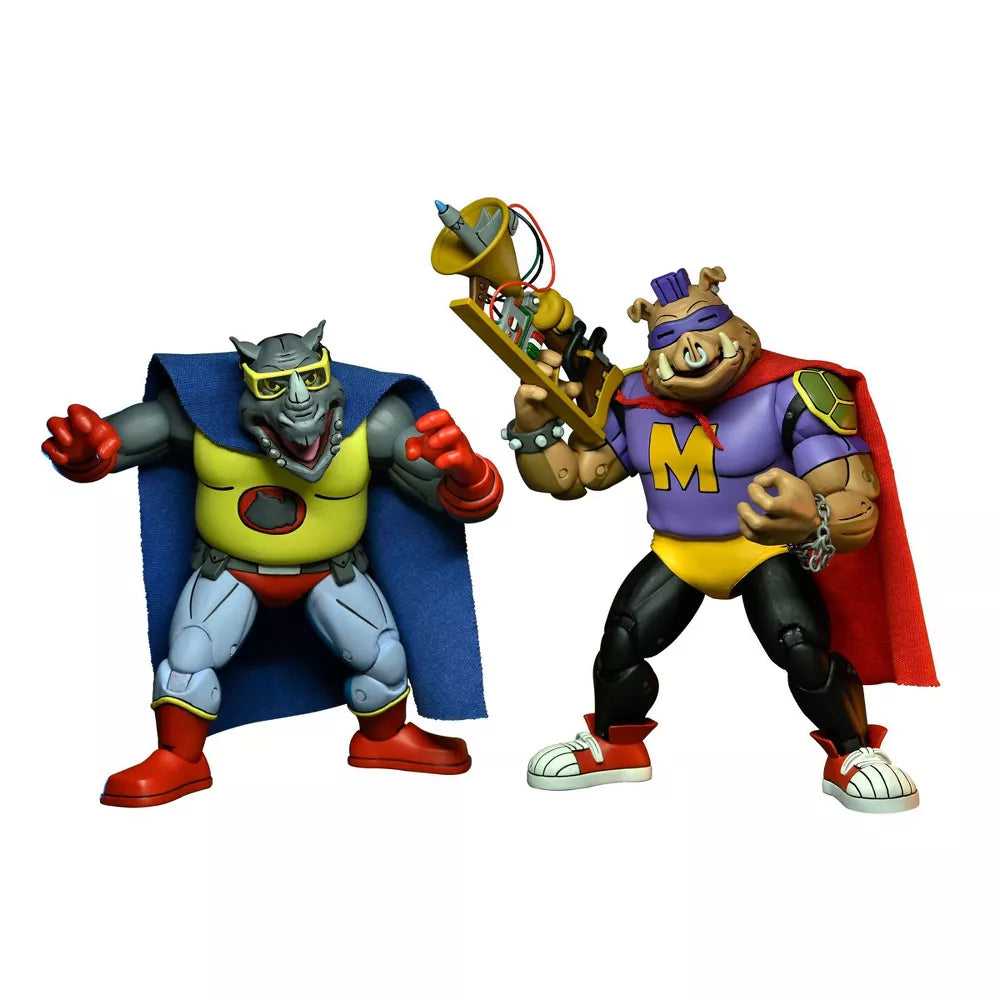 Teenage Mutant Ninja Turtles - Cartoon Mighty Hog & Rhino-Man 7" Action Figures 2pk